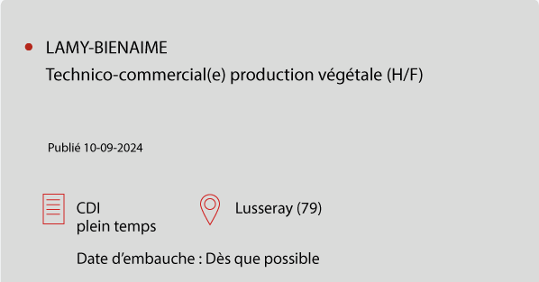 offre d'emploi technico commercial dans le vegetale lusseray 76